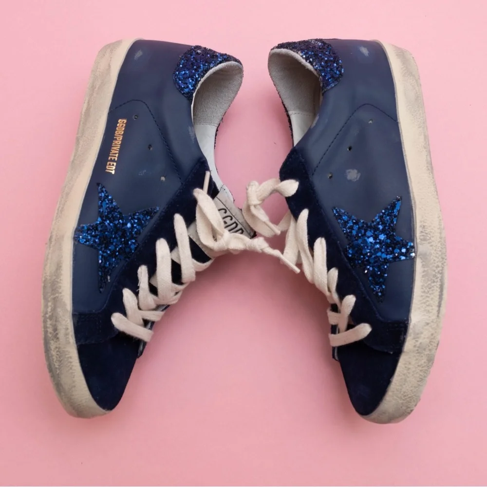 Authentic dark blue Golden Goose Superstars size 37 in excellent condition